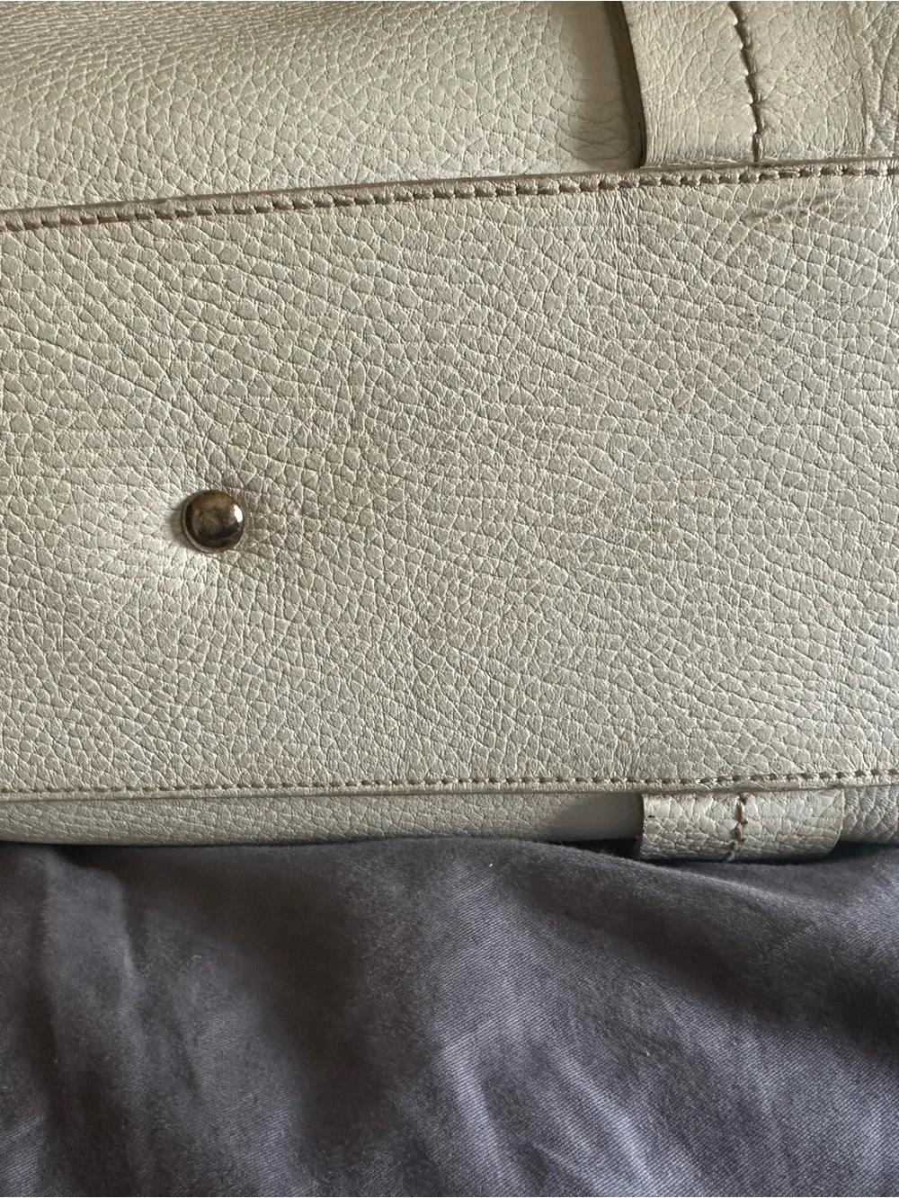 Salvatore Ferragamo Cream Pebbled Leather Top-Handle Tote - Picture 5 of 13